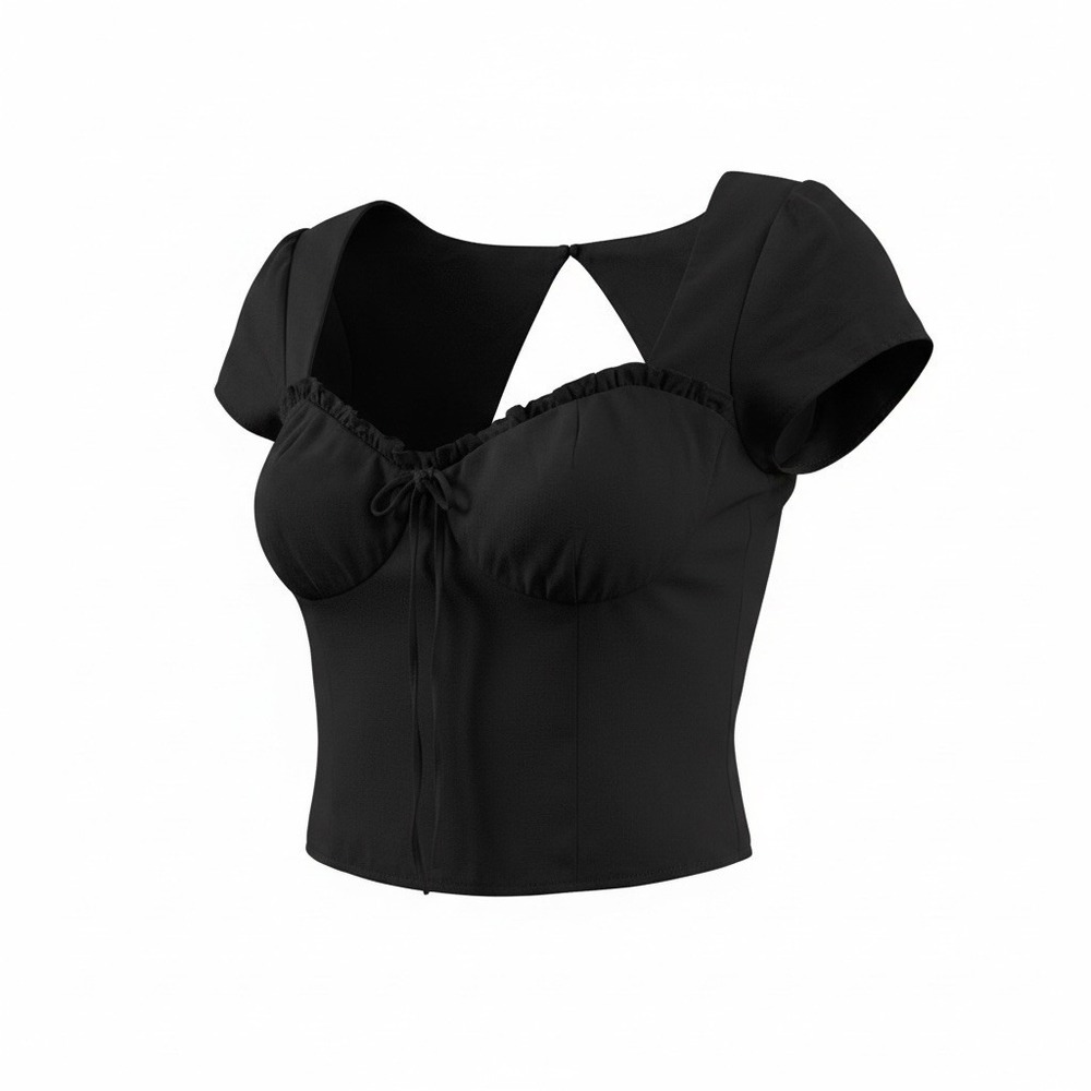 T.i.m.i.n.g S Bellatrix DeathNote Y2K Edgy Gothic Milkmaid Rockabilly Pin-up Top